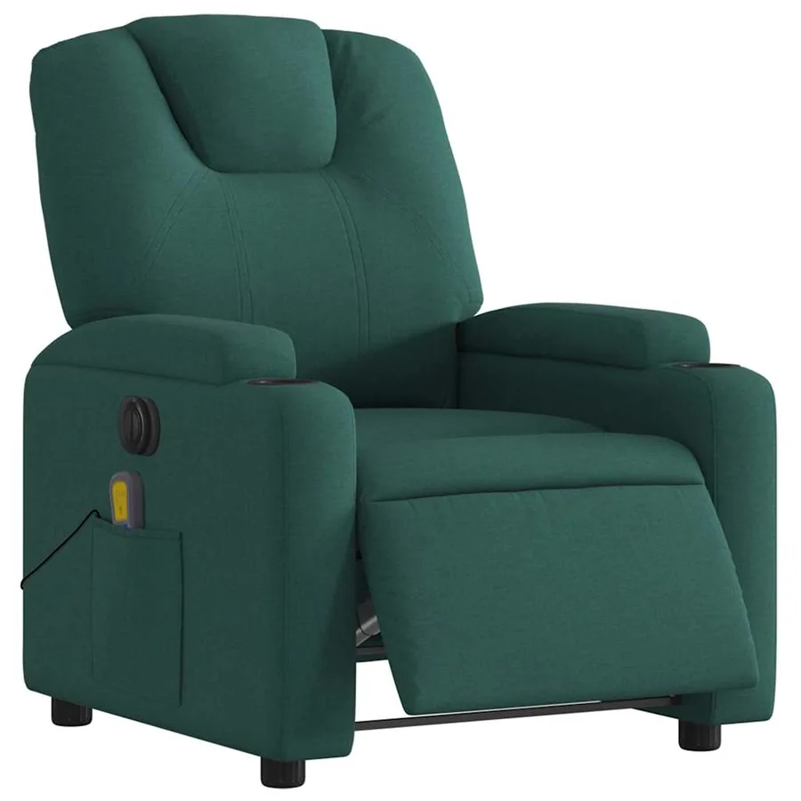 Fauteuil de massage inclinable électrique Vert foncé Tissu - 3