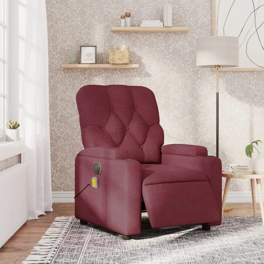Fauteuil de massage inclinable électrique Rouge bordeaux Tissu - 16