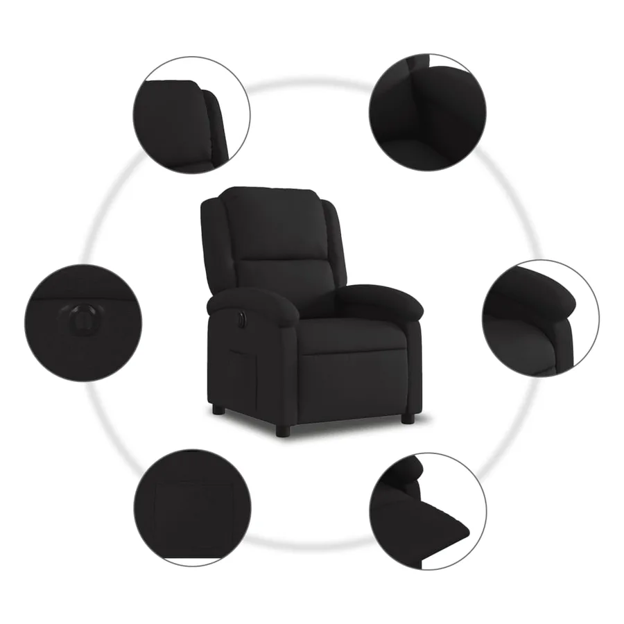 Fauteuil inclinable électrique Noir Tissu - 8