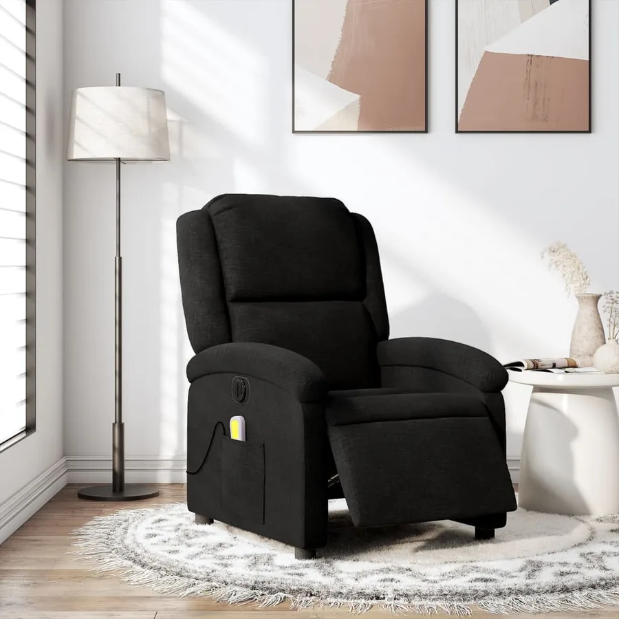 Fauteuil de massage inclinable électrique Noir Tissu - 16