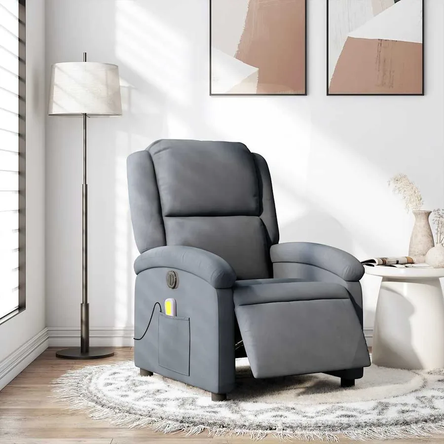 Fauteuil inclinable de massage électrique gris foncé velours - 16