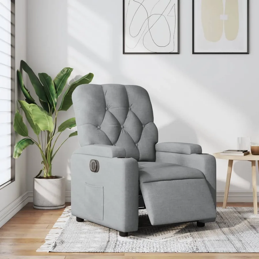 Fauteuil inclinable électrique Gris clair Tissu - 16