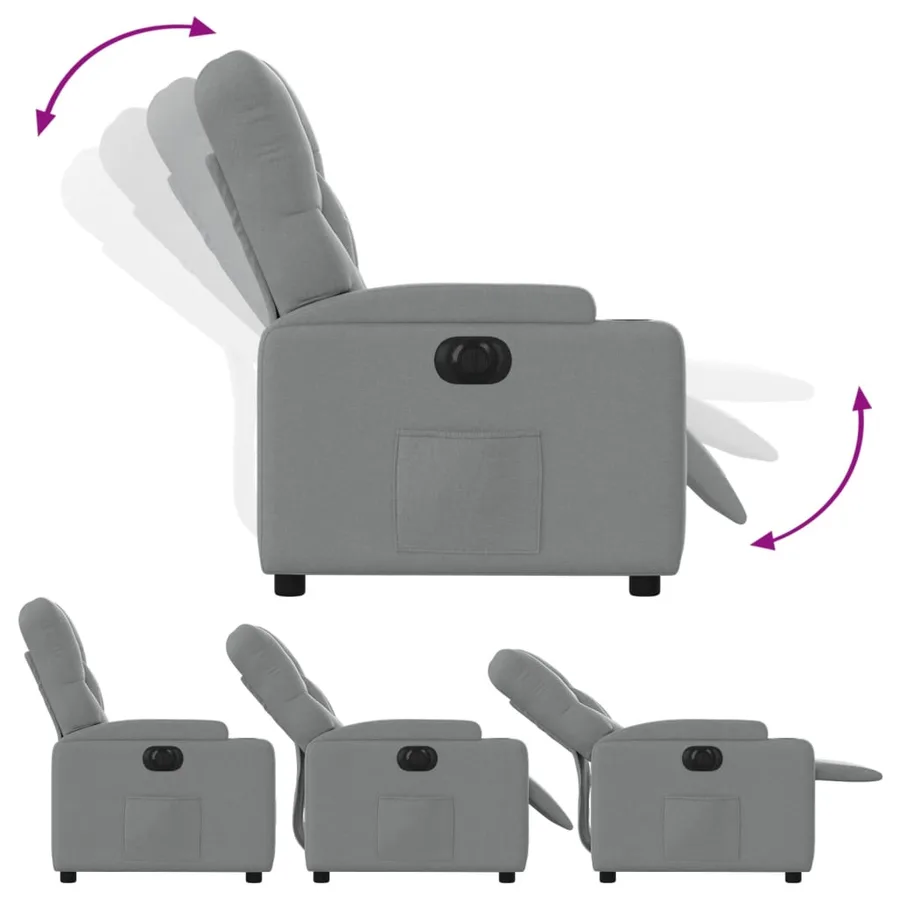 Fauteuil inclinable électrique Gris clair Tissu - 7