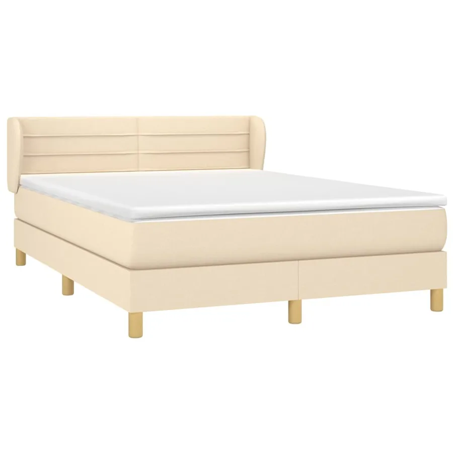 Sommier à lattes de lit avec matelas Crème 140x190 cm Tissu - 3