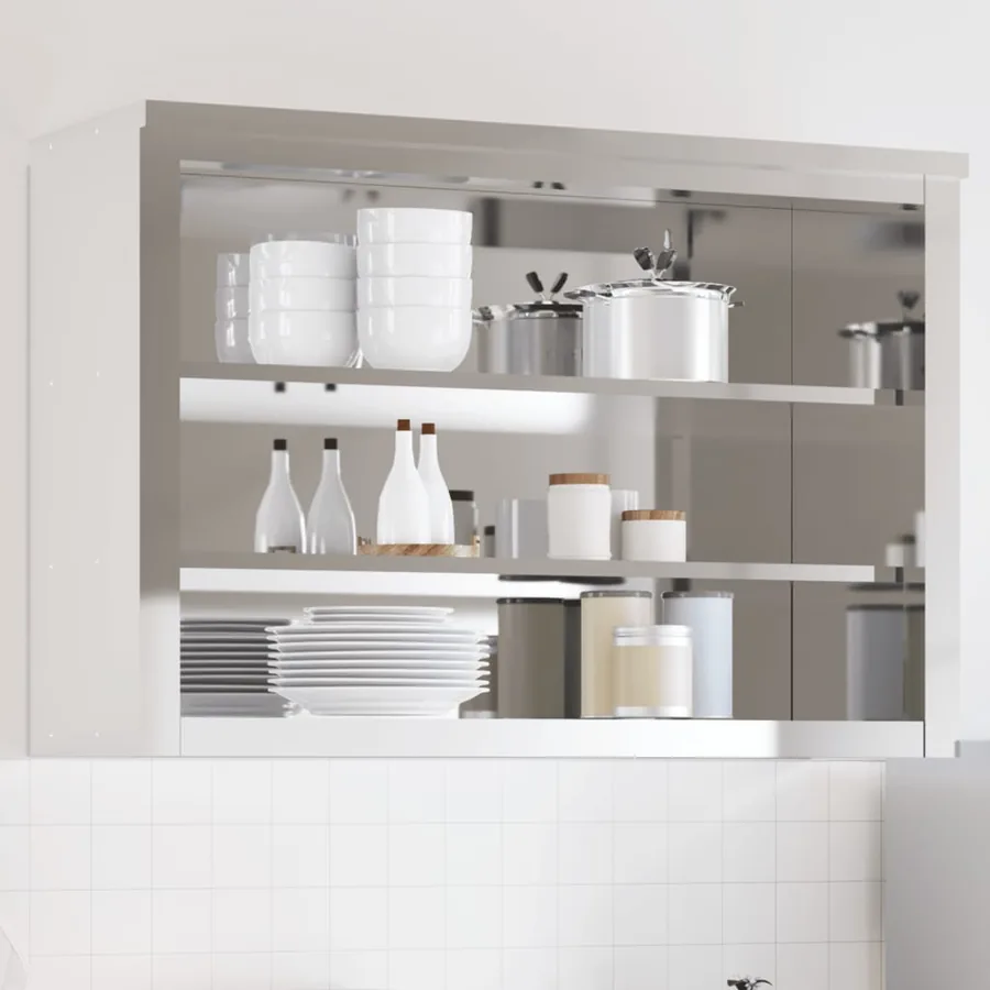 Armoire murale de cuisine avec étagères acier inoxydable
