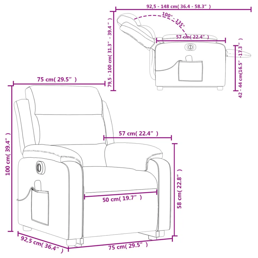 Fauteuil inclinable de massage électrique gris clair velours - 17