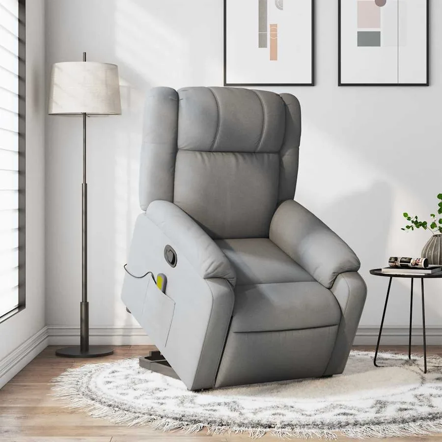 Fauteuil de massage inclinable Gris clair Tissu - 15