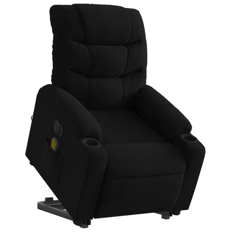 Fauteuil inclinable de massage électrique Noir Tissu - 3