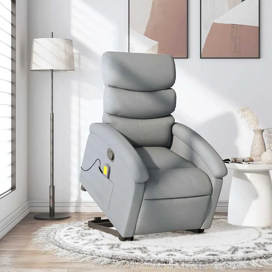 Fauteuil de massage inclinable Gris clair Tissu - 16
