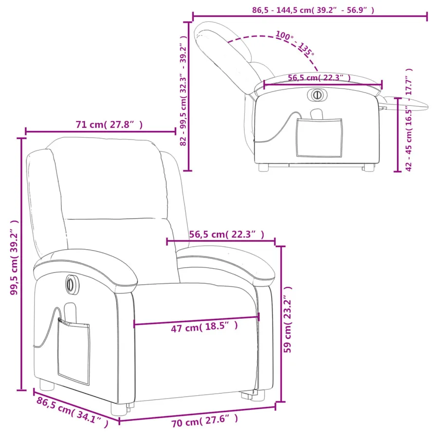 Fauteuil inclinable de massage électrique rouge similicuir - 17