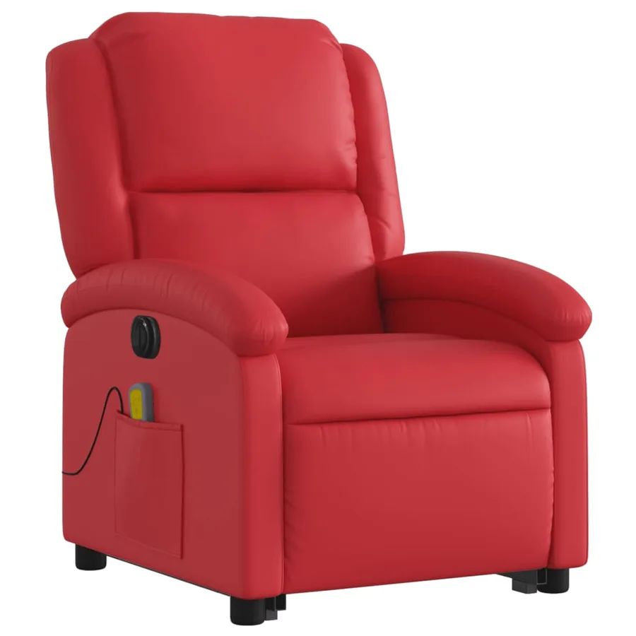 Fauteuil inclinable de massage électrique rouge similicuir - 4