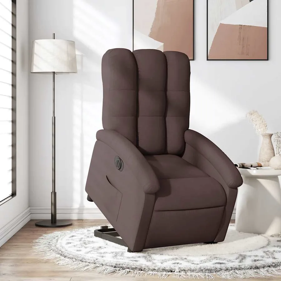 Fauteuil inclinable électrique marron foncé tissu - 15
