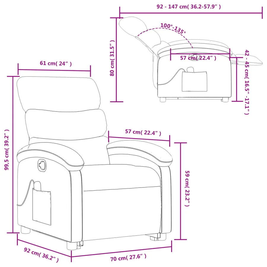 Fauteuil inclinable de massage Cappuccino Similicuir - 16