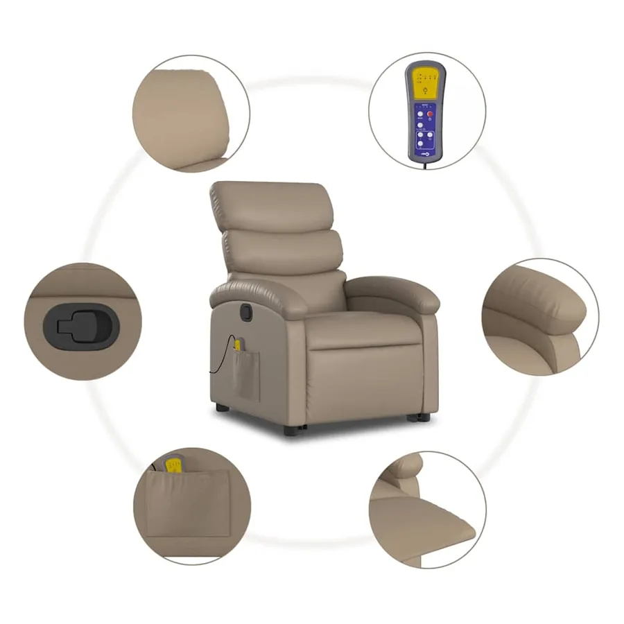 Fauteuil inclinable de massage Cappuccino Similicuir - 8