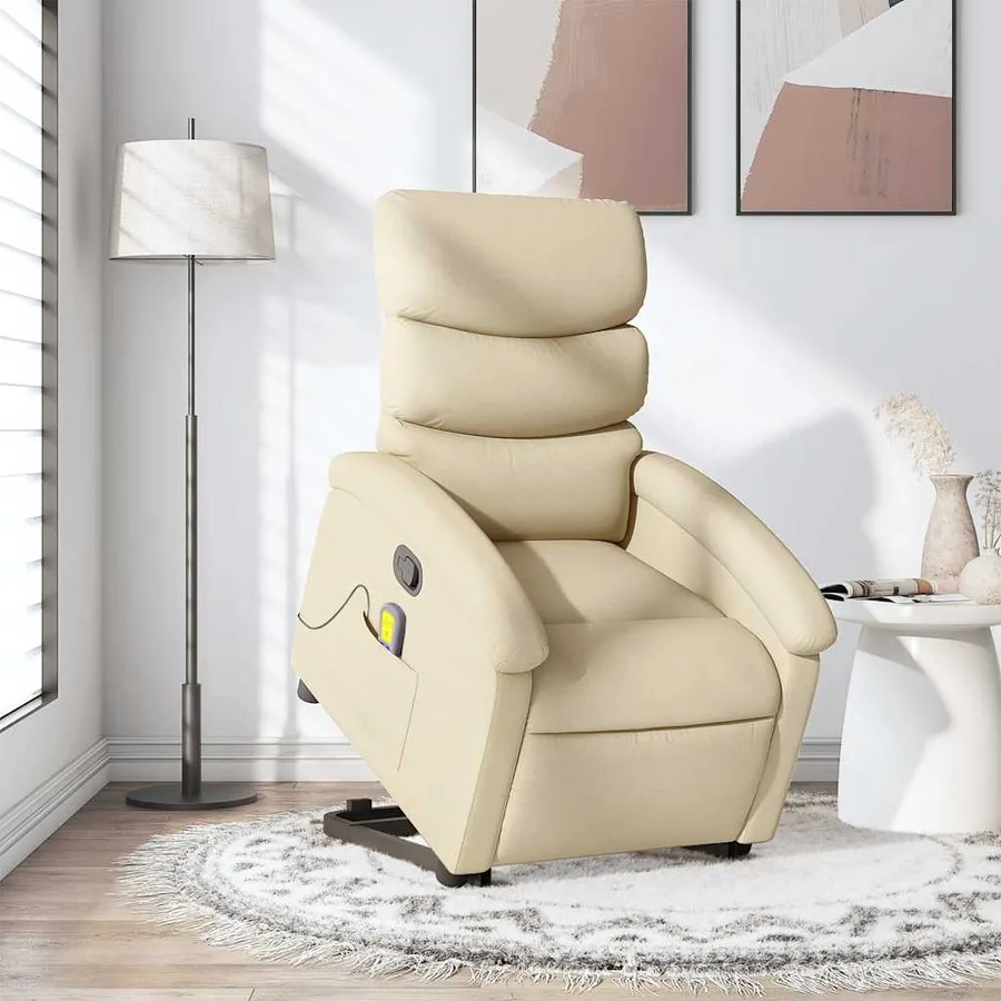 Fauteuil inclinable de massage Crème Tissu - 15