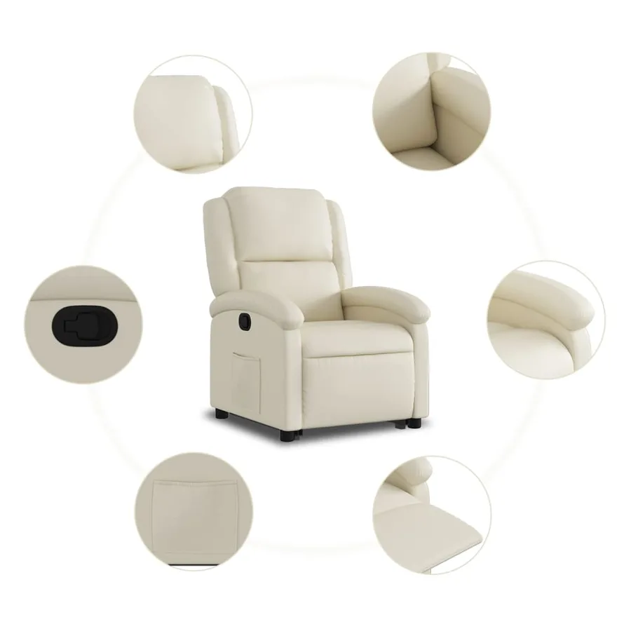 Fauteuil inclinable Crème Similicuir - 8