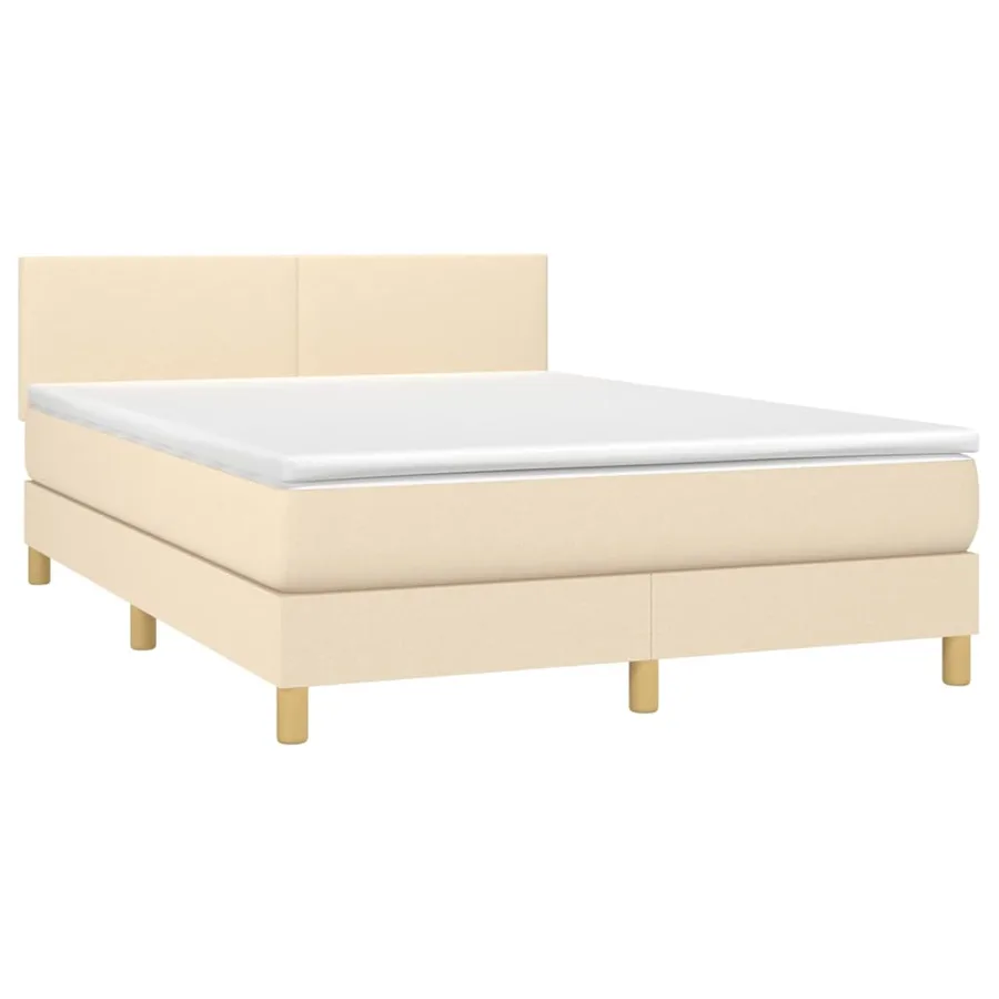 Sommier à lattes de lit avec matelas Crème 140x190 cm Tissu - 3