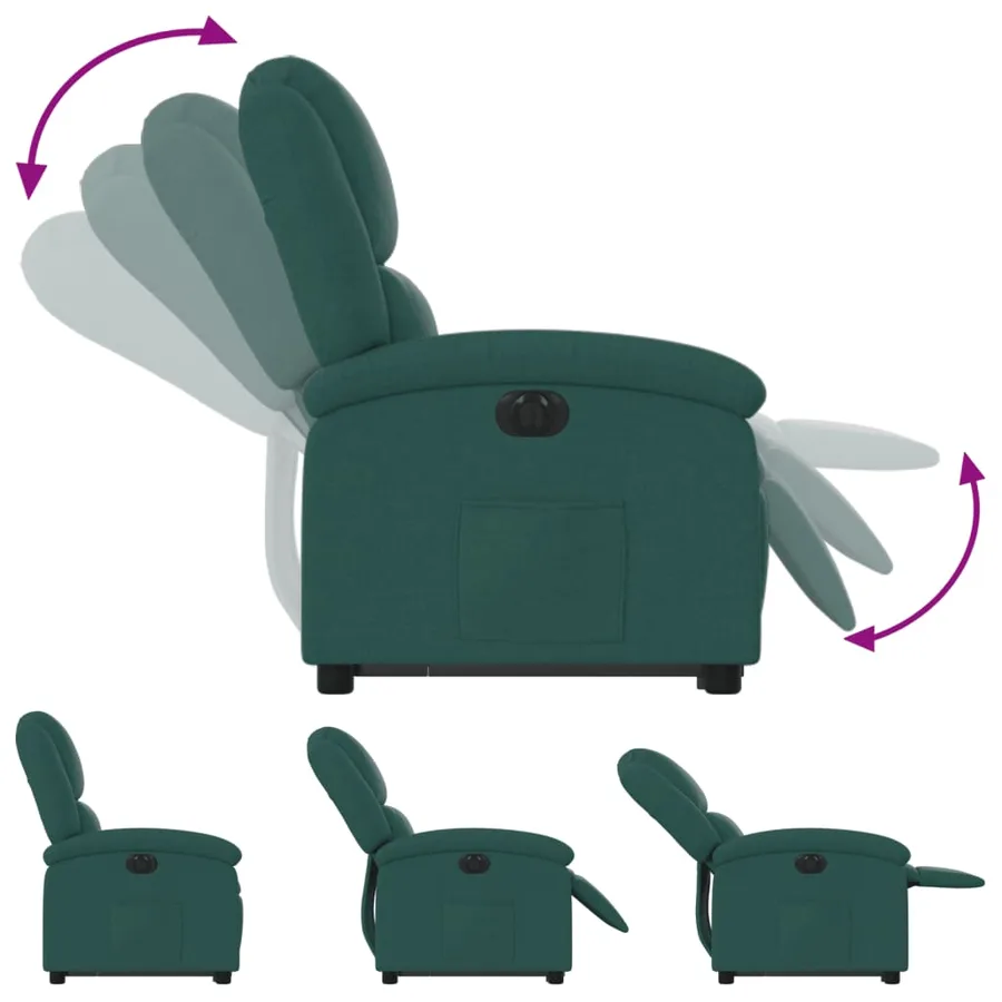 Fauteuil inclinable électrique vert foncé tissu - 7