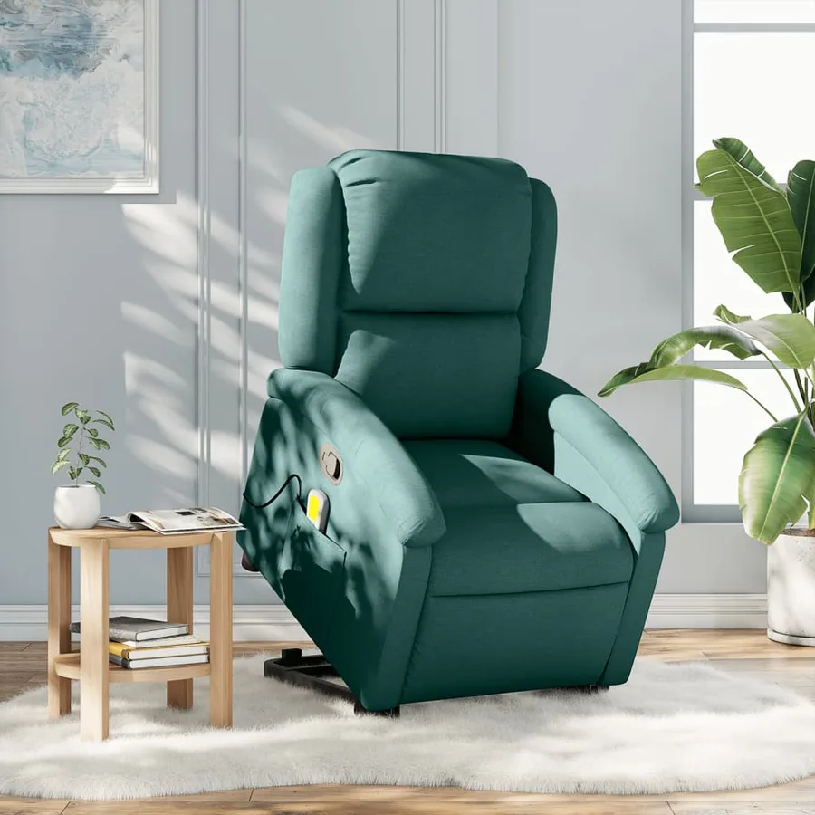 Fauteuil inclinable de massage Vert foncé Tissu - 15