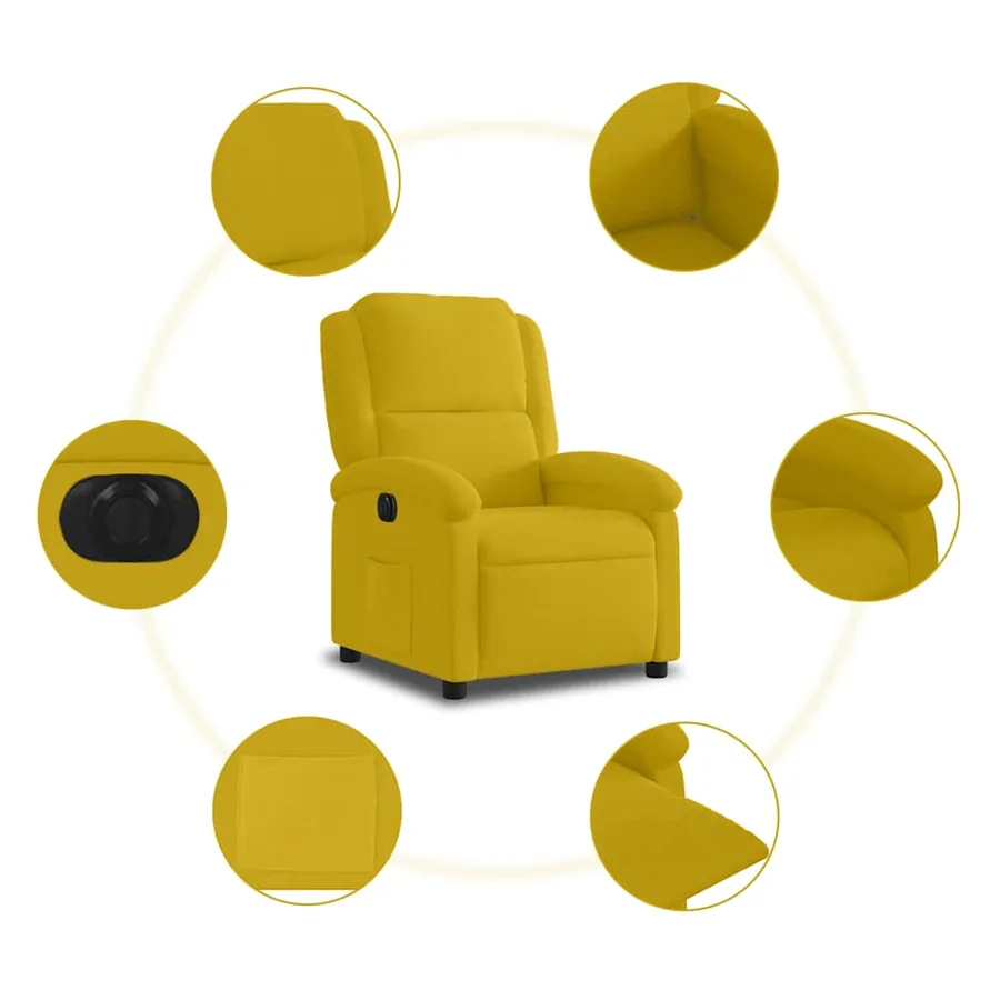 Fauteuil inclinable électrique jaune Velours - 8