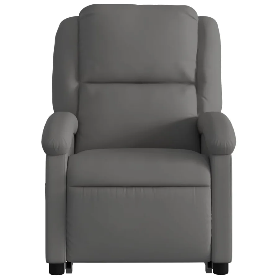Fauteuil inclinable électrique gris cuir véritable - 9