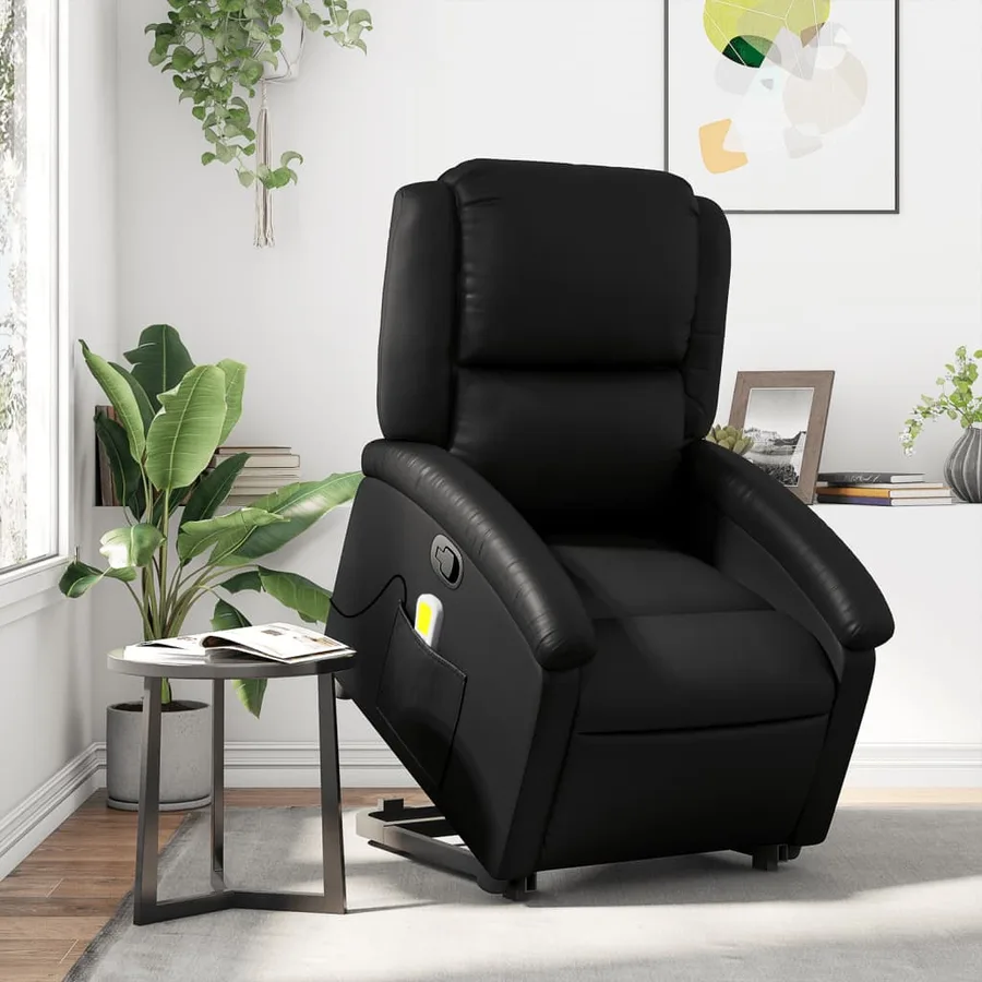Fauteuil inclinable de massage Noir Similicuir - 16