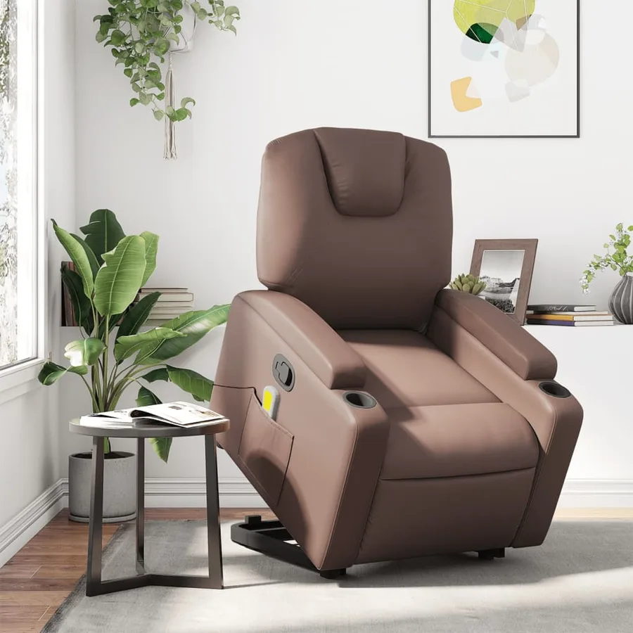 Fauteuil inclinable de massage Marron Similicuir - 15