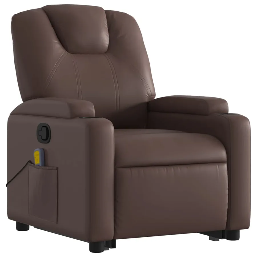 Fauteuil inclinable de massage Marron Similicuir - 4