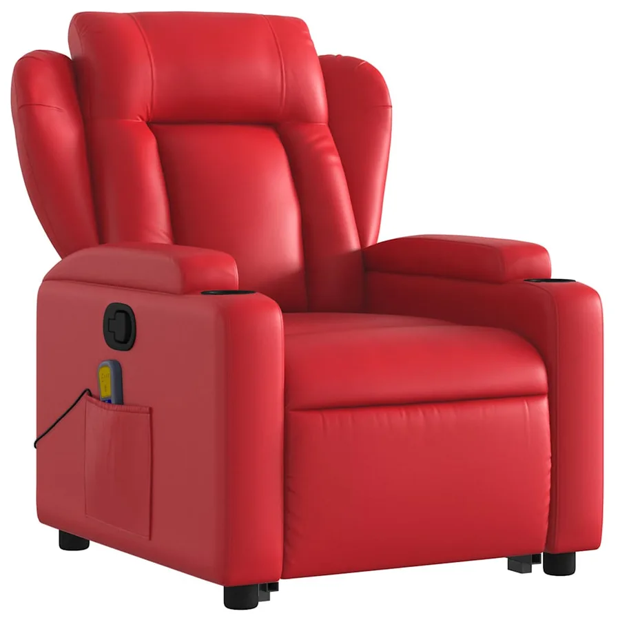 Fauteuil inclinable de massage Rouge Similicuir - 4