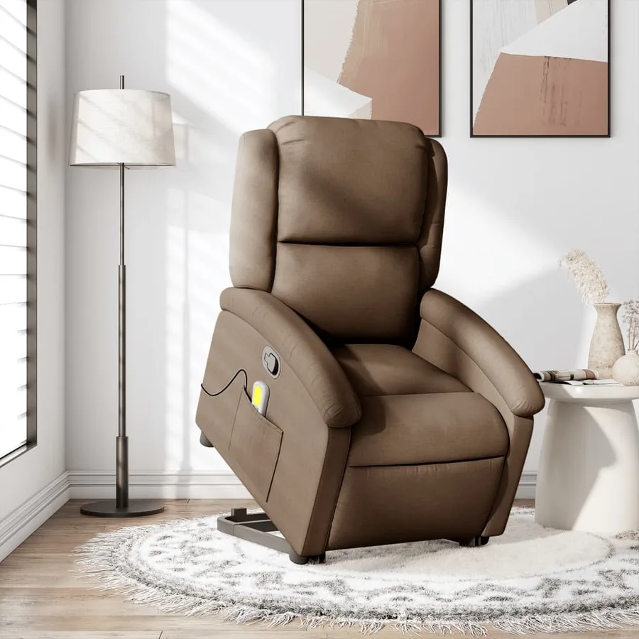 Fauteuil de massage inclinable Marron Tissu - 15