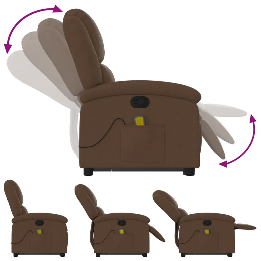 Fauteuil de massage inclinable Marron Tissu - 7