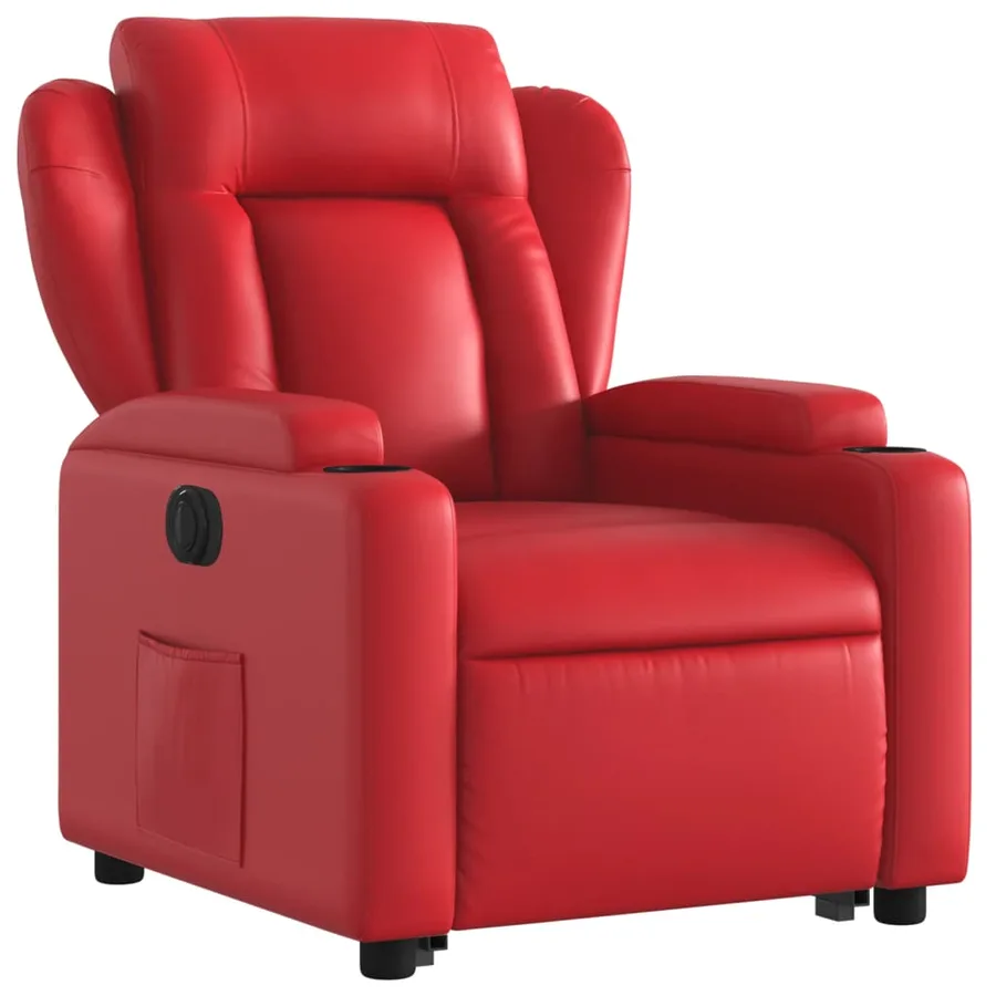 Fauteuil inclinable électrique rouge similicuir - 4