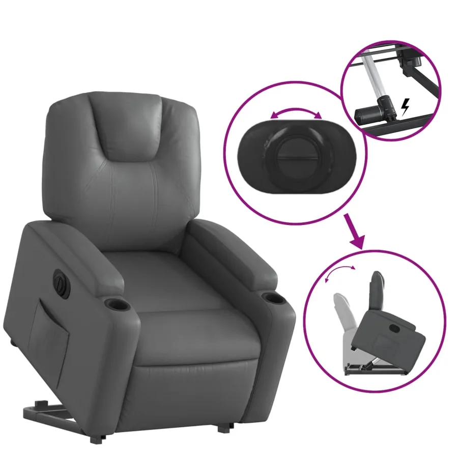 Fauteuil inclinable électrique gris similicuir - 11