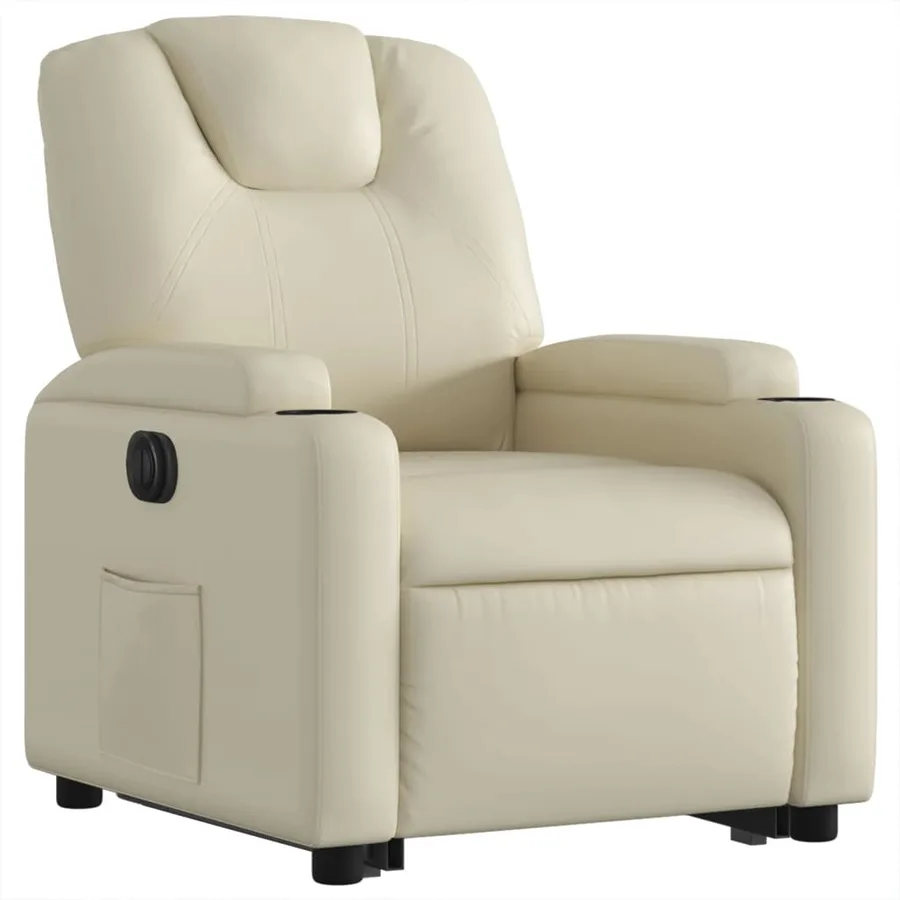 Fauteuil inclinable électrique crème similicuir - 4