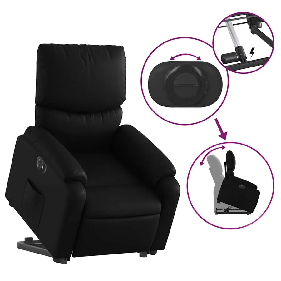 Fauteuil inclinable électrique noir similicuir - 11