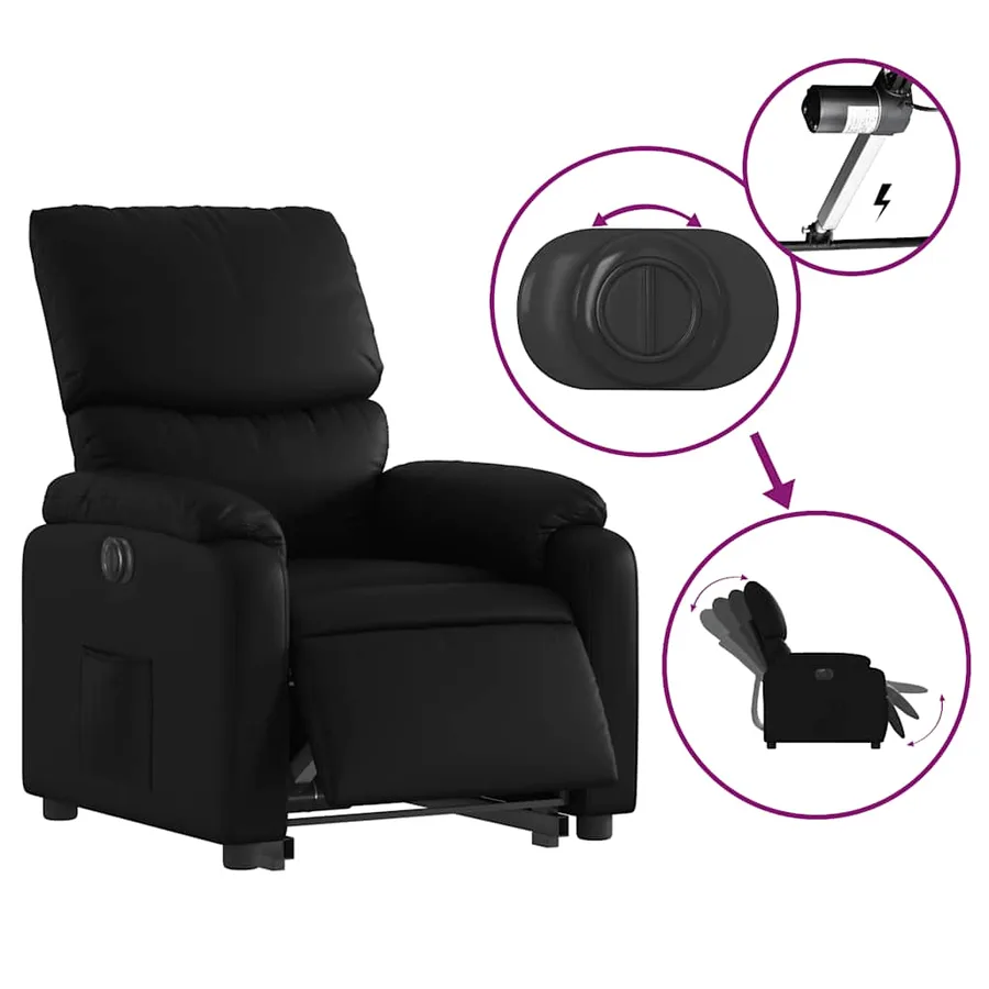 Fauteuil inclinable électrique noir similicuir - 6