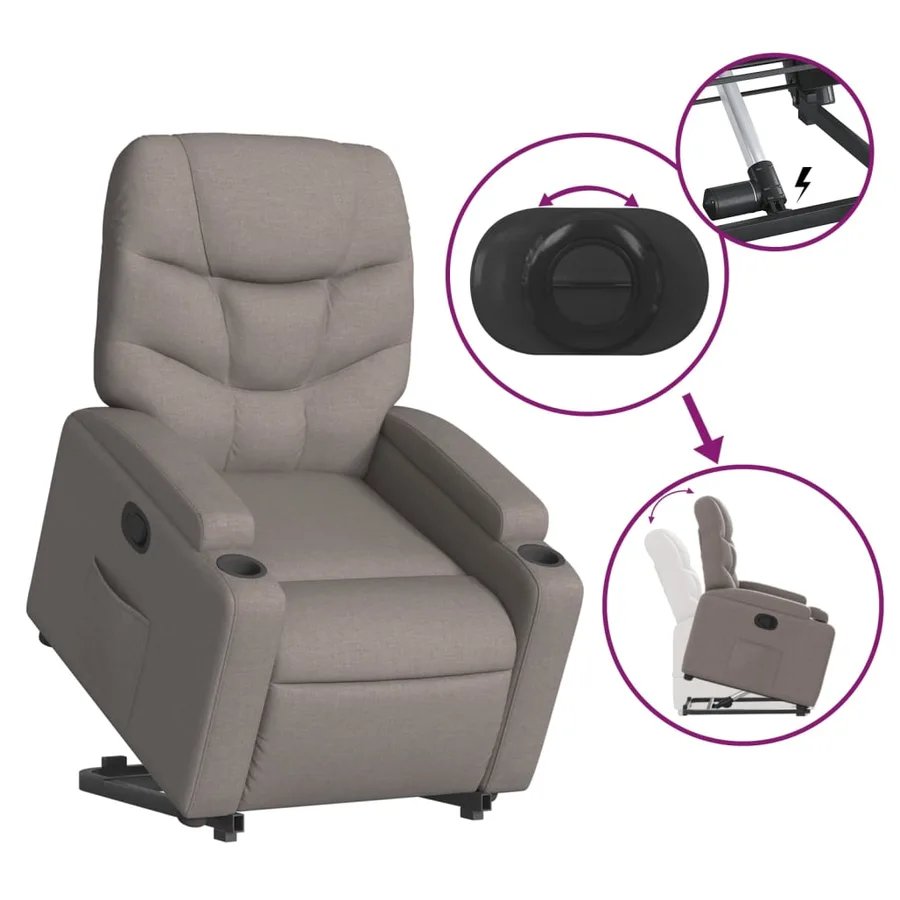 Fauteuil inclinable taupe tissu - 6