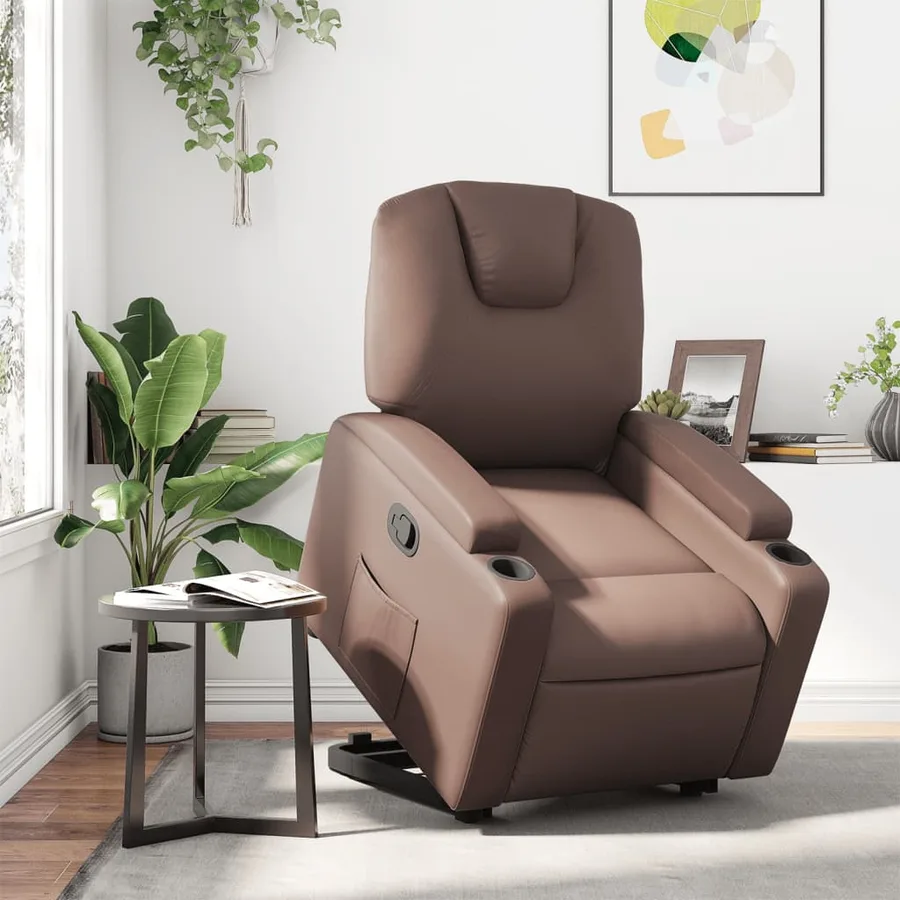 Fauteuil inclinable marron similicuir - 16