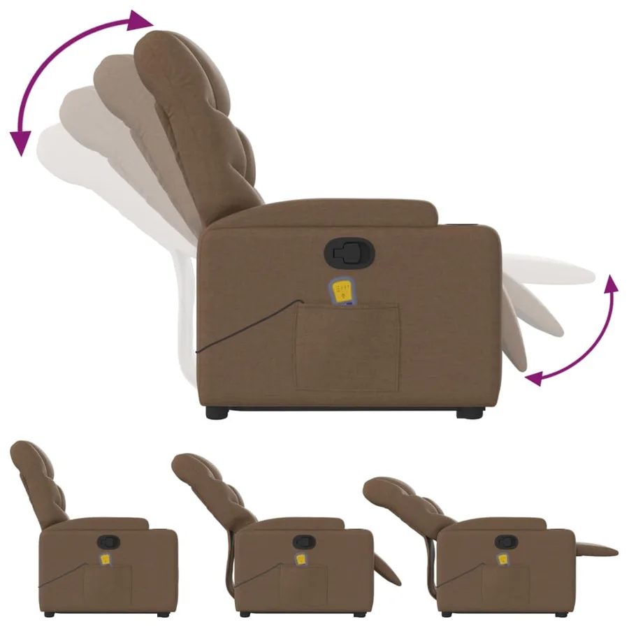 Fauteuil de massage inclinable Marron Tissu - 7