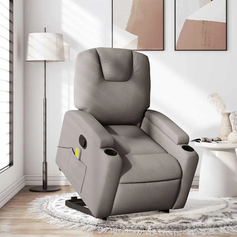 Fauteuil inclinable de massage Taupe Tissu - 16
