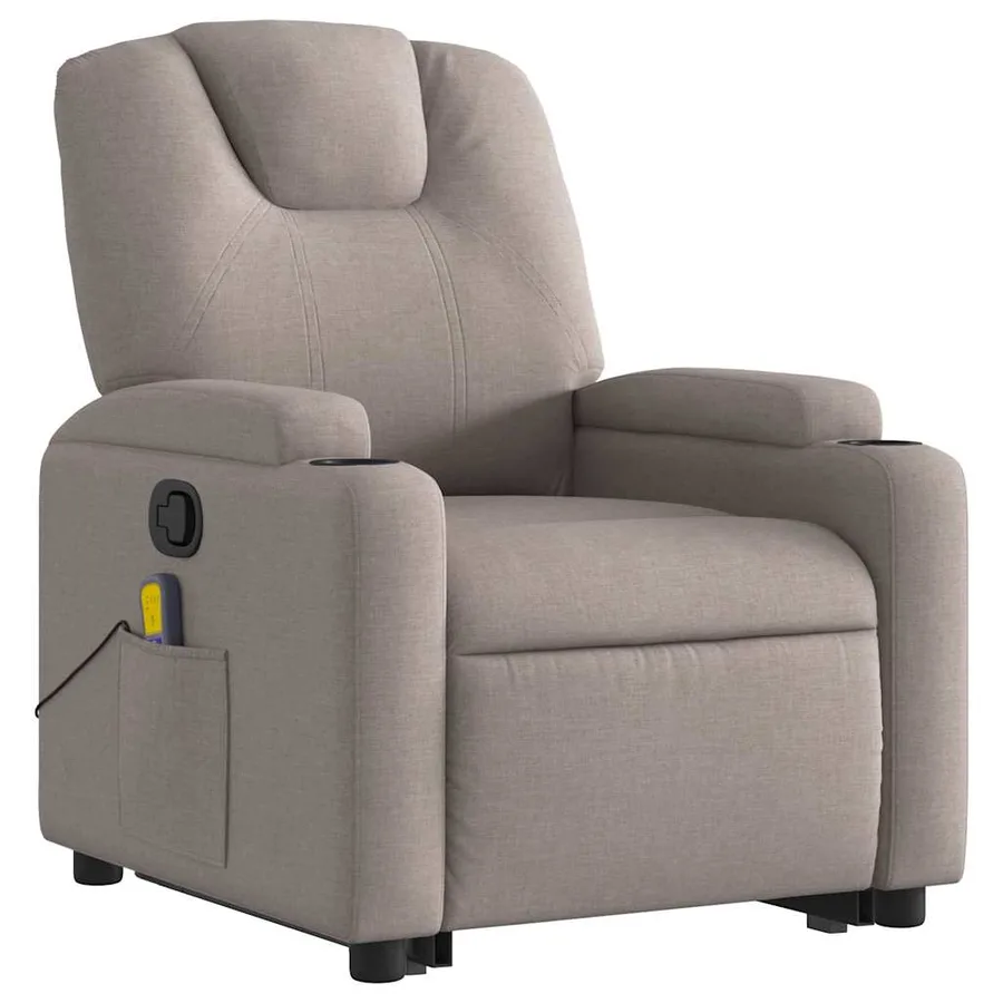 Fauteuil inclinable de massage Taupe Tissu - 4