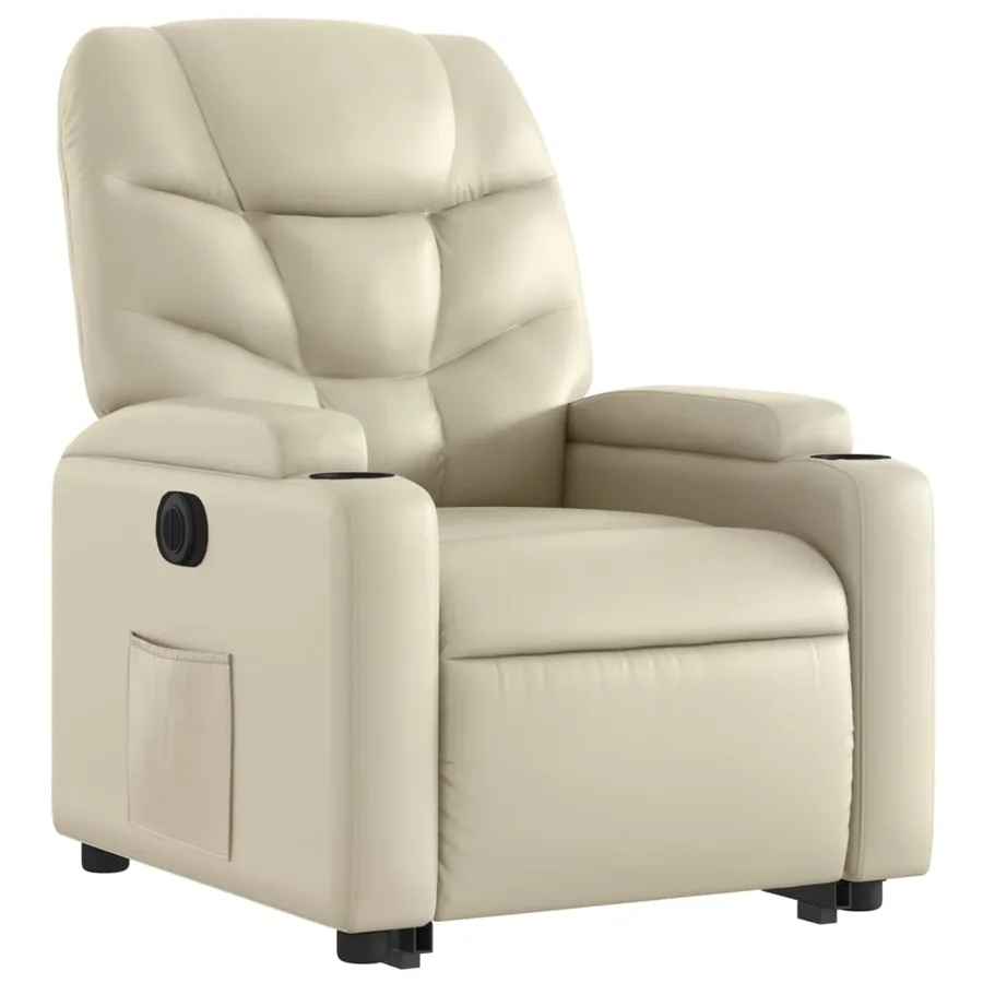 Fauteuil inclinable électrique crème similicuir - 4