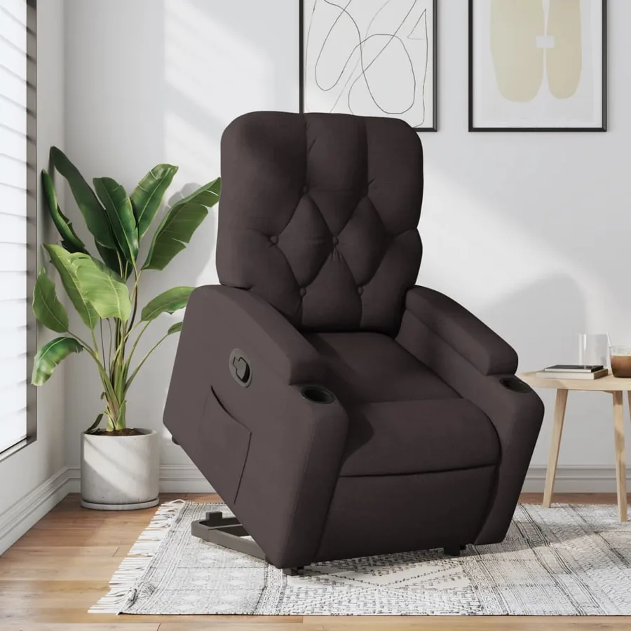 Fauteuil inclinable marron foncé tissu - 16