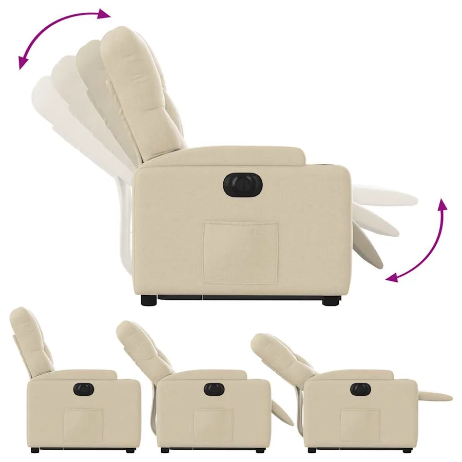 Fauteuil inclinable électrique crème tissu - 7