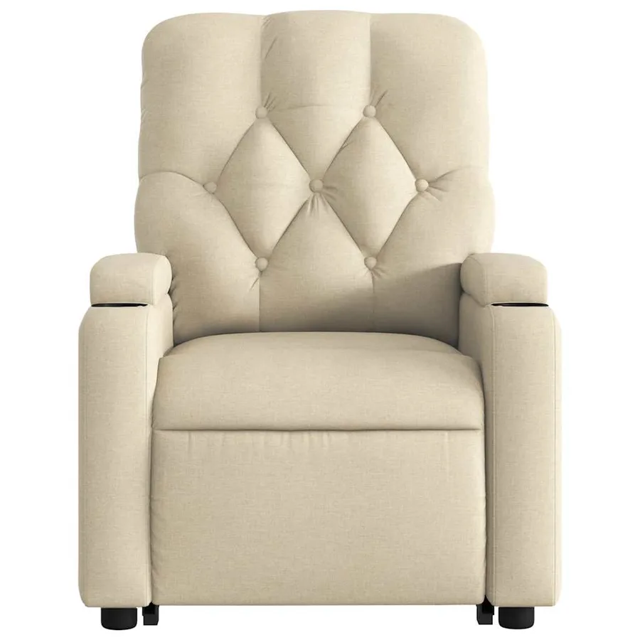 Fauteuil inclinable électrique crème tissu - 9