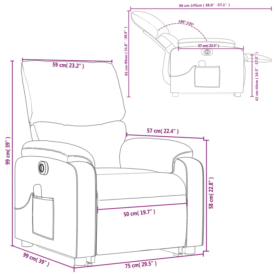 Fauteuil inclinable de massage électrique Vert foncé Tissu - 17