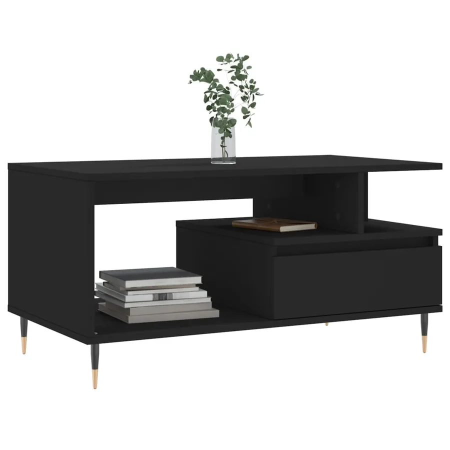 Table basse Noir 90x49x45 cm Bois d'ingénierie - 3