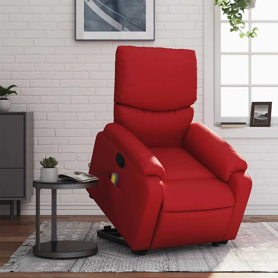 Fauteuil inclinable de massage Rouge Similicuir - 16