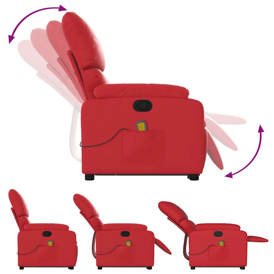 Fauteuil inclinable de massage Rouge Similicuir - 7