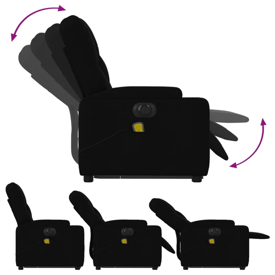 Fauteuil inclinable de massage électrique Noir Tissu - 7